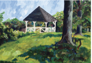 Lake Ceva Gazebo, acrylic, ©2013 Laurie Budhu