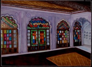 The Music Room, Jodhpur Fort,India, watercolor ©2013 Indrani Choudhury