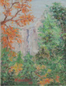 Waterfall, Yosemite,  pastel ©2013 Wendy Heisler